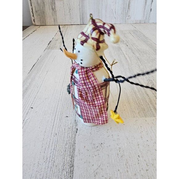 snowman holly star ornament plaid xmas tree - Picture 2 of 7